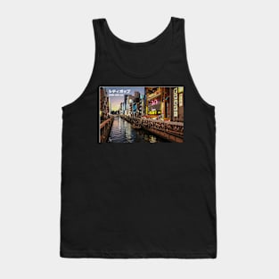 Japanese City pop art - Dotonbori Osaka japan in japanese Tank Top